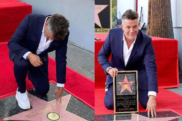 Alejandro Sanz com sapatos portugueses no Passeio da Fama 